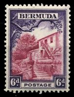 Изображение Бермуды 1936-47 гг. Gb# 104a • 6 d. • Георг VI основной выпуск • дом садовника • MNH OG XF ( кат.- £6 )