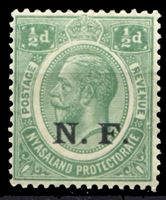 Изображение Танганьика 1916 г. • Gb# N1 • ½ d. • Георг V • надпечатка на м. Ньясаленда • стандарт • MH OG XF