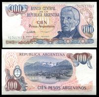 Изображение Аргентина 1983 г. P# 315 • 100 песо • регулярный выпуск • UNC пресс